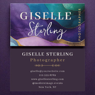 Fotograaf Paarse Gouden Moderne Waterverf Visitekaartje