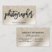 fotograaf parelglitter ivoor ombre metallic visitekaartje (Voorkant / Achterkant)