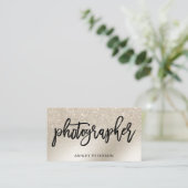 fotograaf parelglitter ivoor ombre metallic visitekaartje (Staand voorkant)