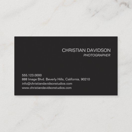 Fotograaf, pas aan met foto's, zwart, strak visitekaartje (Achterkant)