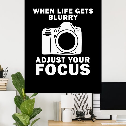 Fotograaf past uw focus aan poster (Thuiskantoor)