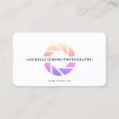 Fotograaf Peach Roze Paarse Sluiter LensMinimal Visitekaartje (Voorkant)