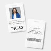 Fotograaf Pers Journalist Id-kaart Aangepaste Badg Badge (Voor- en achterkant)
