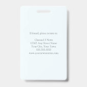 Fotograaf Personeel ID Modern Chic Press Reporter Badge (Achterkant)