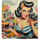 Fotograaf Pin Up Douchegordijn (Voorkant)