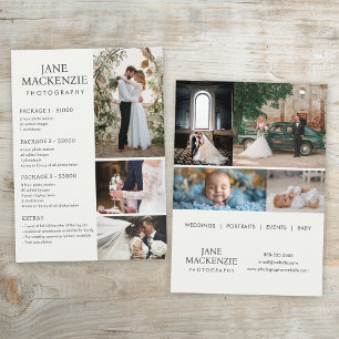 Fotograaf prijslijst en diensten Briefkaart