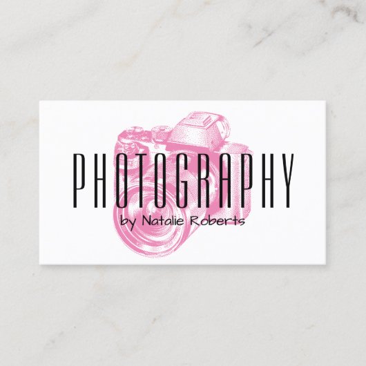 Fotograaf Professional roze camera fotografie Visitekaartje (Voorkant)