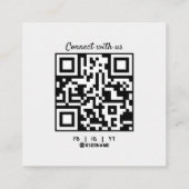 Fotograaf QR-code aangepaste foto witte rook chic Vierkante Visitekaartje (Achterkant)