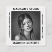 Fotograaf QR-code aangepaste foto witte rook chic Vierkante Visitekaartje (Voorkant)