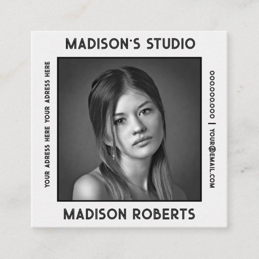 Fotograaf QR-code aangepaste foto witte rook chic Vierkante Visitekaartje (Voorkant)