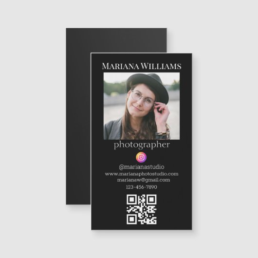 Fotograaf QR Code Foto Zakelijke magneet (Voorkant / Achterkant)