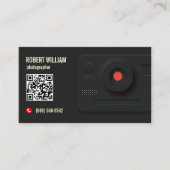 Fotograaf QR-code Modern Zwart | Minimaal ontwerp Visitekaartje (Voorkant)