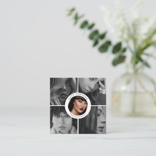 Fotograaf QR Code Social Media Icons Foto's Vierkante Visitekaartje (Staand voorkant)