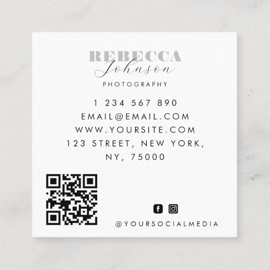 Fotograaf QR-code voor fotograaf 4 bruiloft Collag Vierkante Visitekaartje (Achterkant)