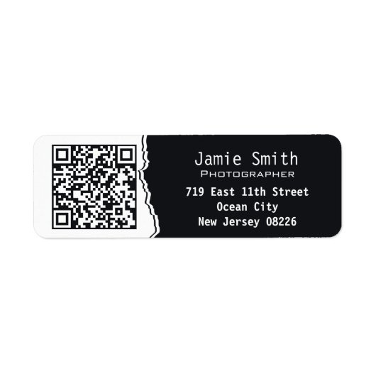 Fotograaf QR Code Wit en zwart Retouradres Etiket (Voorkant)
