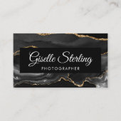 Fotograaf QR Code Zwart Gouden Agaat Luxe Luxe Visitekaartje (Voorkant)