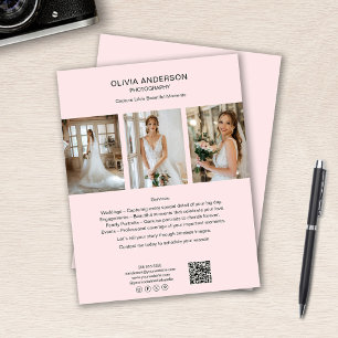 Fotograaf QR Social Media Pink Business Flyer