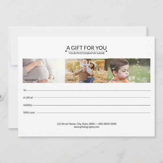 Fotograaf Sjabloon cadeaubon (Achterkant)