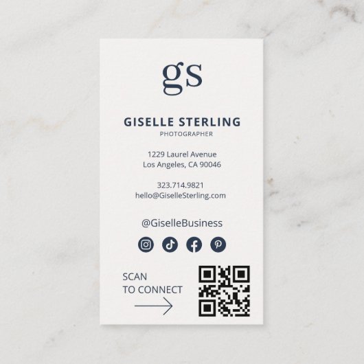 Fotograaf Social Media QR Code Modern Visitekaartje (Achterkant)
