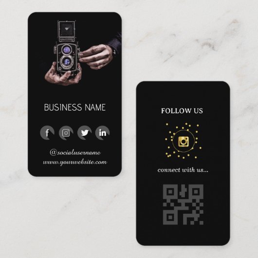 fotograaf - Social Media QR Code Visitekaartje (Voorkant / Achterkant)