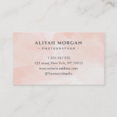 Fotograaf Typografie Blush Roze Waterverf Visitekaartje (Achterkant)