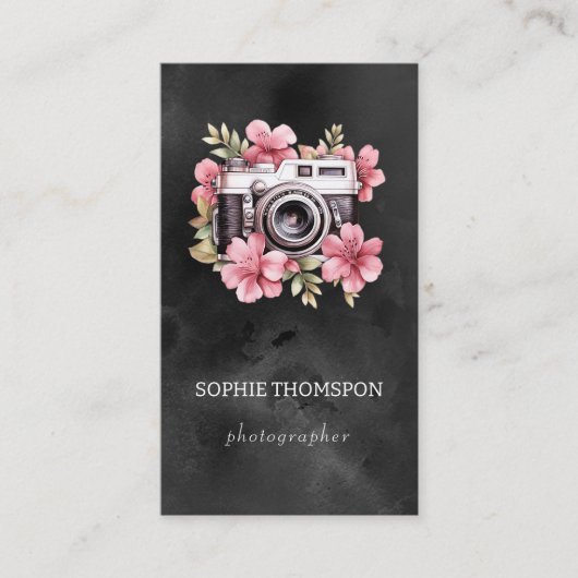 Fotograaf van bloemencamera visitekaartje (Voorkant)