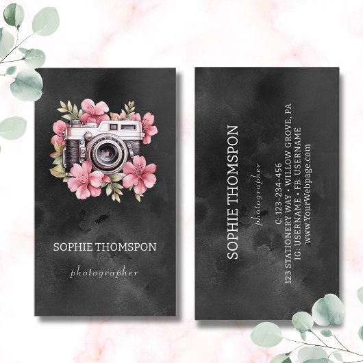 Fotograaf van bloemencamera visitekaartje