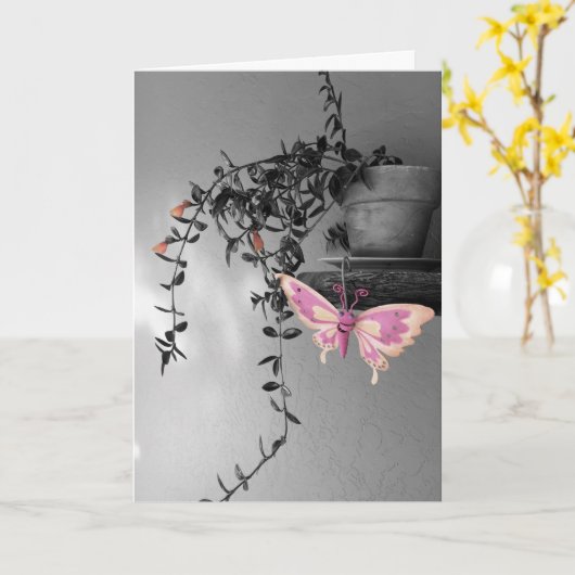 Fotograaf van kleurenplasma-vlinder kaart (Gele Bloem)