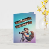 Fotograaf Verjaardag Kaart (Gele Bloem)