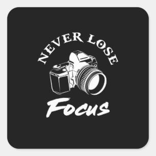 Fotograaf verliest nooit focus vierkante sticker