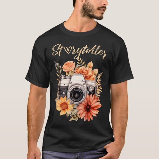 Fotograaf Verteller Camera Vintage Bloem Pho T-shirt (Voorkant)