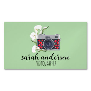 Fotograaf Vintage Waterverf Camera Magnetisch Visitekaartje