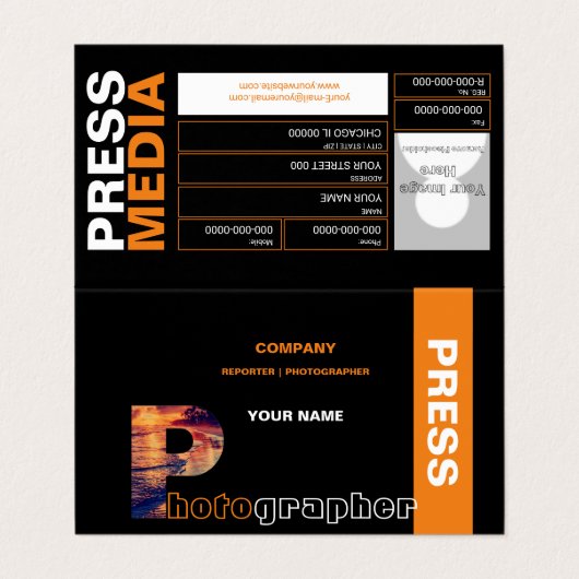 Fotograaf Visitekaartje (Buitenkant ongevouwen)