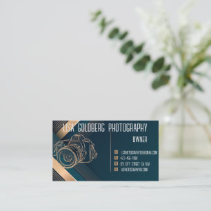 Fotograaf Visitekaartje Blauwgroen, goud Aanpassen