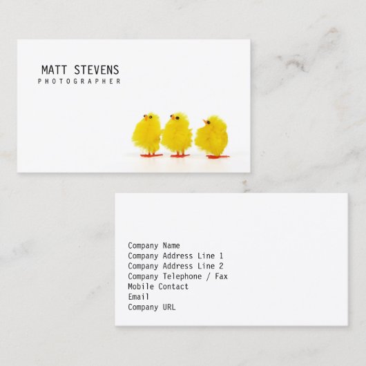 Fotograaf Visitekaartje Schattige Chicks (Voorkant / Achterkant)