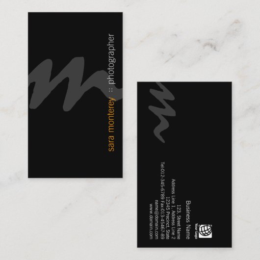Fotograaf Visual Arts Media Bold Monogram Dark Visitekaartje (Voorkant / Achterkant)