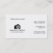 Fotograaf voor elegant en modern zwart en zilver visitekaartje (Achterkant)