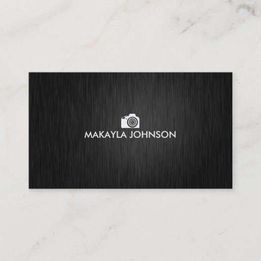 Fotograaf voor elegant en modern zwart en zilver visitekaartje (Voorkant)