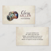 Fotograaf - Waterverf DSLR-camera-schets Visitekaartje (Voorkant / Achterkant)