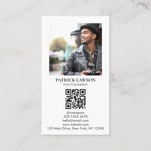 Fotograaf Zelfportret QR Code Visitekaartje (Achterkant)