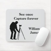 Fotograaf zwart en grijs gepersonaliseerd muismat (Met muis)
