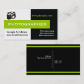 Fotograaf zwart, wit, groen in het oog springend visitekaartje (Voorkant / Achterkant)