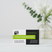 Fotograaf zwart, wit, groen in het oog springend visitekaartje (Staand voorkant)
