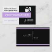 Fotograaf zwart, wit, lavender opvallend visitekaartje (Voorkant / Achterkant)