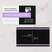 Fotograaf zwart, wit, lavender opvallend visitekaartje (Voorkant / Achterkant)