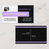 Fotograaf zwart, wit, lavender opvallend visitekaartje (Voorkant / Achterkant)
