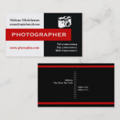 Fotograaf zwart, wit, rood in het oog vallend visitekaartje (Voorkant / Achterkant)