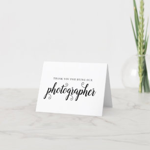 Fotograaf Zwarte Script Bedankt Trouwkaart