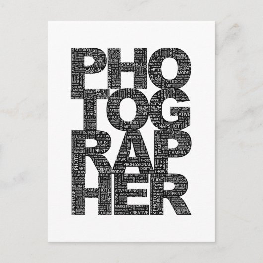 Fotograaf - Zwarte tekst Briefkaart (Voorkant)