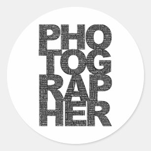 Fotograaf - Zwarte tekst Ronde Sticker